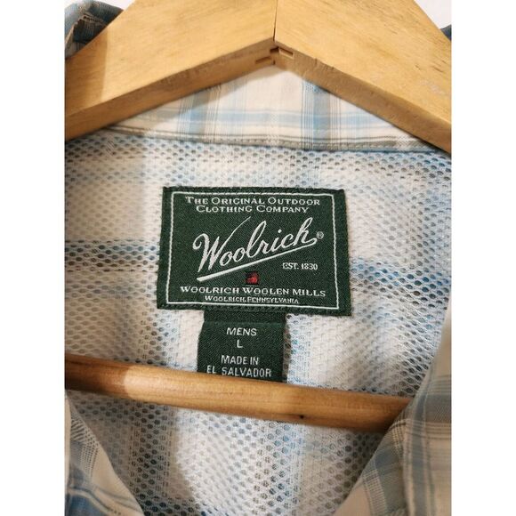 Woolrich Shirt Mens L Seersucker Performance Modal Blend Fishing Short Sleeve - Picture 5 of 6